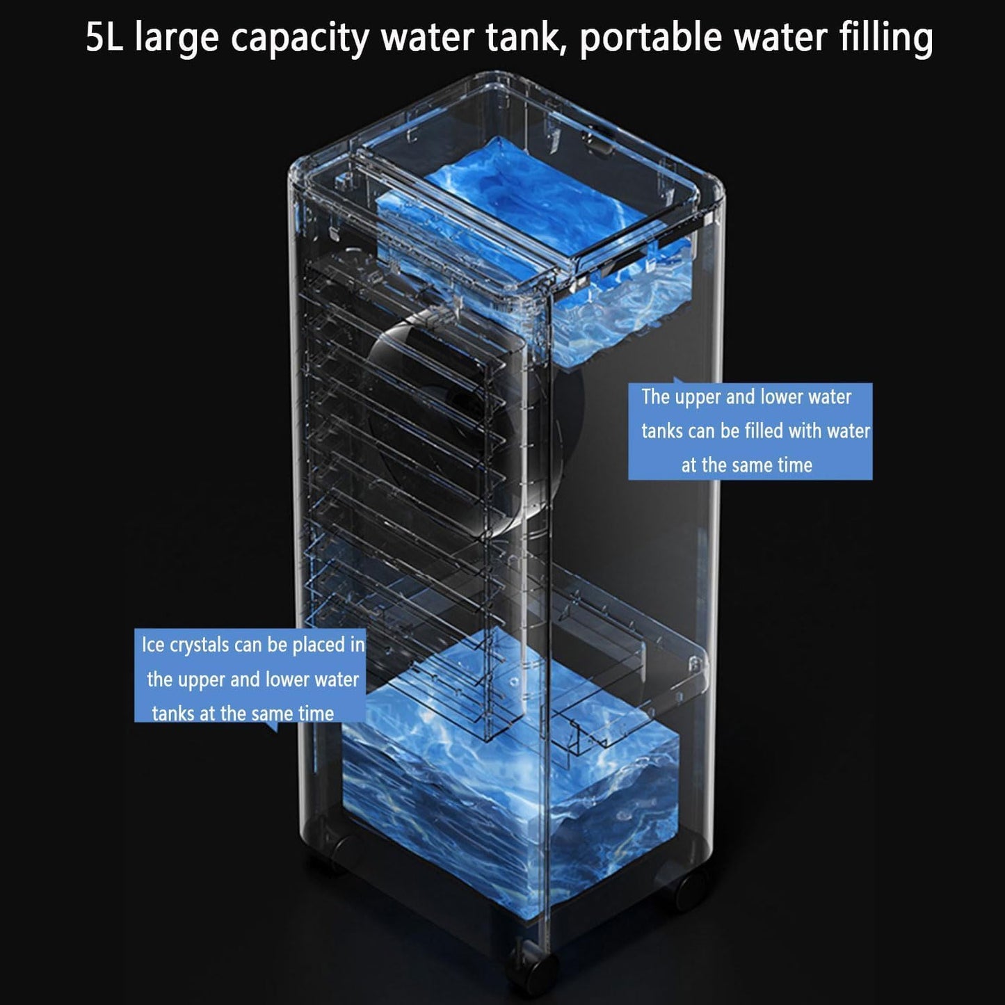 GENERIC Ventilateur De Support Refroidi à L'eau Avec Réservoir 4L, Oscillation Silencieuse Et Refroidisseur à évaporation Timer. Pour La Maison Et Le Bureau. Refroidissement Silencieux Par Double Contrôle Et