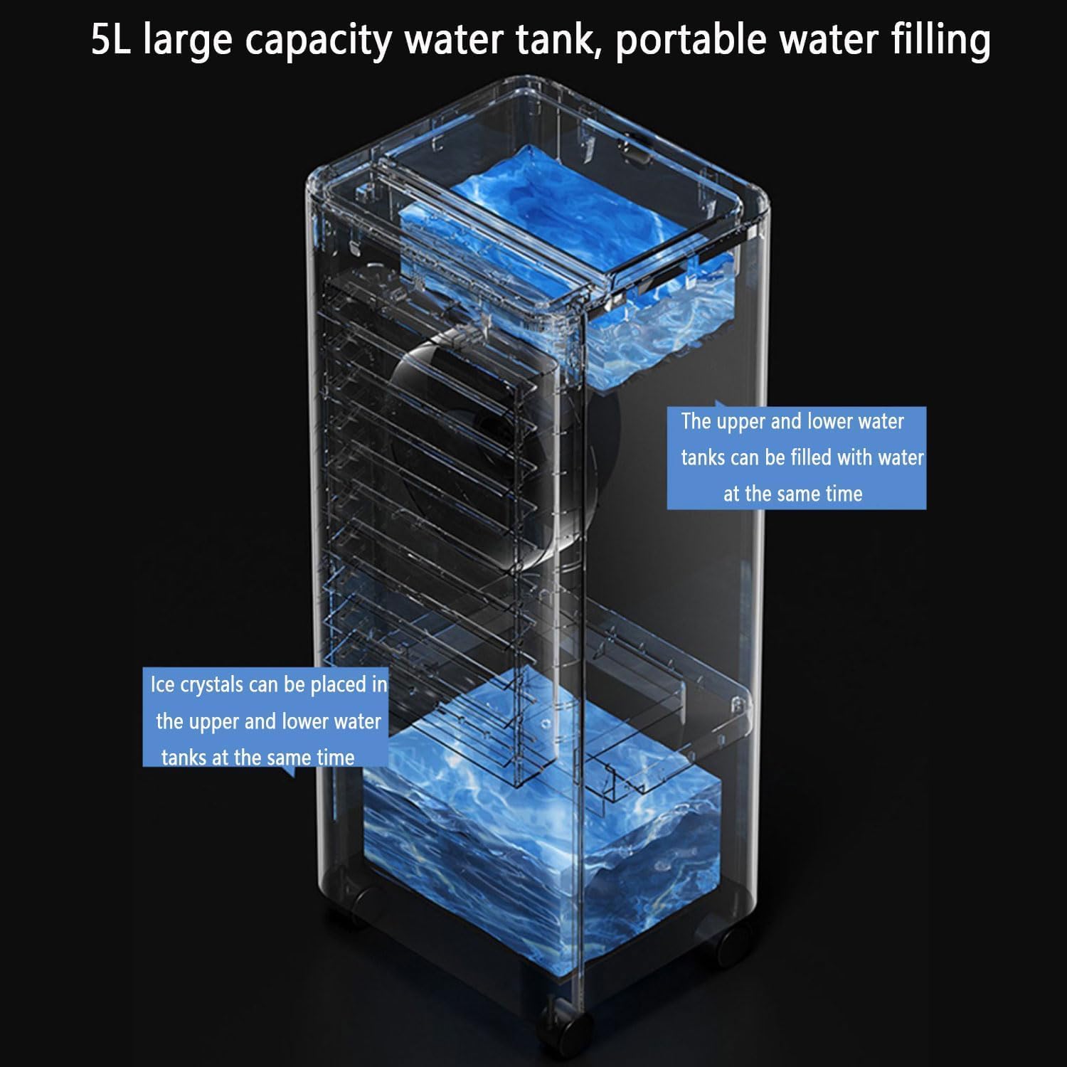 GENERIC Ventilateur De Support Refroidi à L'eau Avec Réservoir 4L, Oscillation Silencieuse Et Refroidisseur à évaporation Timer. Pour La Maison Et Le Bureau. Refroidissement Silencieux Par Double Contrôle Et