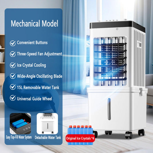 GENERIC Ventilateur Mobile De Climatisation 75W, Entrée D'air à 3 Côtés, Refroidisseur D'air évaporatif à 3 Modes, Réservoir D'eau De 15 Litres De 5 Heures, Oscillation à 90°, Télécommande Sans Lame, 4 Fentes