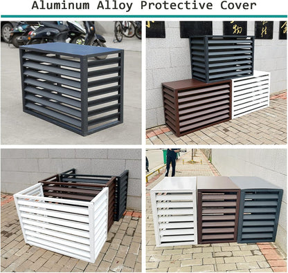  Housse De Protection Décorative En Aluminium Pour Climatiseur Extérieur Toutes Saisons - Clôture D'intimité Autonome Pour Unités AC Et Poubelles - Protection élégante