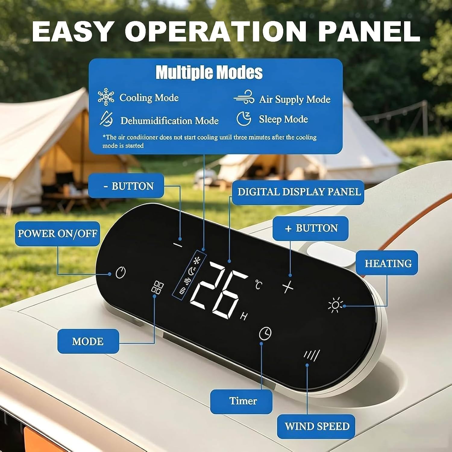  Climatiseur Portable Tente 5000 BTU, Unité De Climatisation Portable Basse Consommation Pour Une Utilisation Intérieure Et Extérieure, Solution De Refroidissement Rapide Pour Camping AC220V