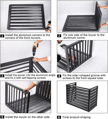 GENERIC Housse De Protection En Aluminium Pour Climatiseur à 3 Panneaux, Protection De L'unité De Climatisation Extérieure, Réduction Du Bruit, Résistant Aux Intempéries, 110 X 80 X 60 Cm, Marron