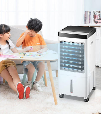 GENERIC Refroidisseur D'air Portable, 3 Vitesses Et 7H Minuterie, Ventilateur Oscillant à 60 ° Avec Humidificateur, Fonctionnement Silencieux Pour Le Bureau à Domicile, Roues De Mobilité Facile, Refroidisseur