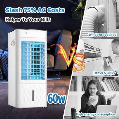 GENERIC Refroidisseur D'air évaporatif Portable Avec Réservoir 7L, Télécommande, Minuterie 12H, 3 Vitesses, 120 Swing, Cellules De Glace Pour Le Bureau De Chambre à Coucher Maison économie D'énergie Easy Mobi