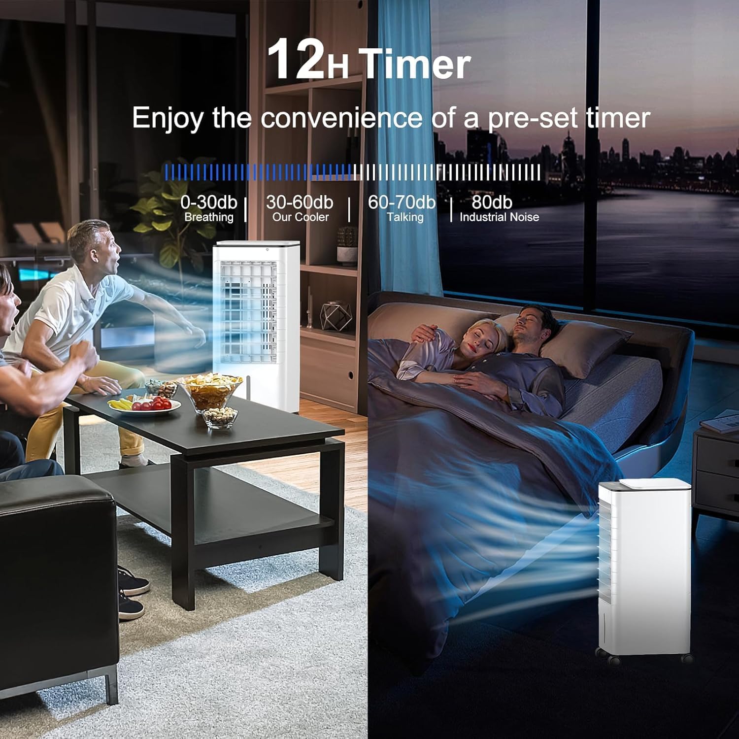 GENERIC Refroidisseur D'air évaporatif Portable Avec Réservoir 7L, Télécommande, Minuterie 12H, 3 Vitesses, 120 Swing, Cellules De Glace Pour Le Bureau De Chambre à Coucher Maison économie D'énergie Easy Mobi