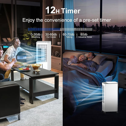 GENERIC Refroidisseur D'air évaporatif Portable Avec Réservoir 7L, Télécommande, Minuterie 12H, 3 Vitesses, 120 Swing, Cellules De Glace Pour Le Bureau De Chambre à Coucher Maison économie D'énergie Easy Mobi