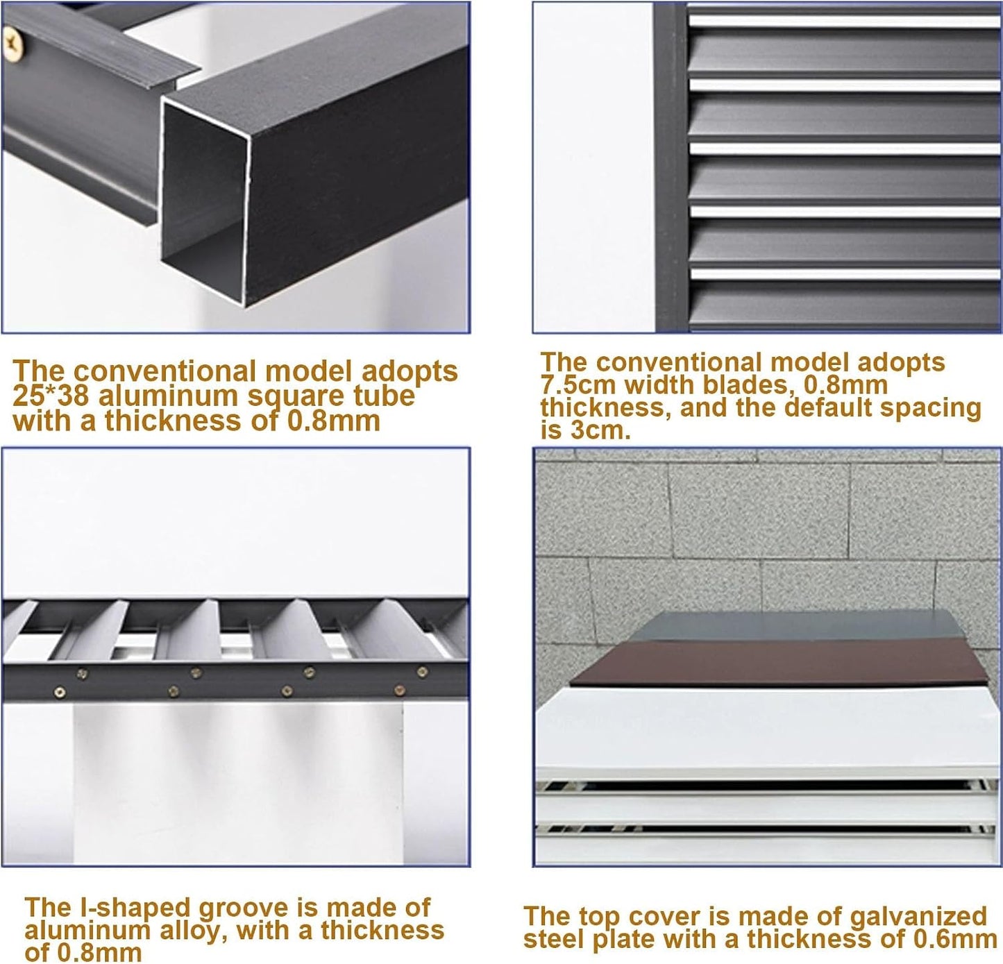  Housse De Protection En Aluminium Pour Climatiseur – Protection De Pompe à Chaleur Extérieure, Bouclier Résistant Aux Intempéries Pour Unités AC, Gris, Idéale Pour Une Utilisation En Intérieur Et En