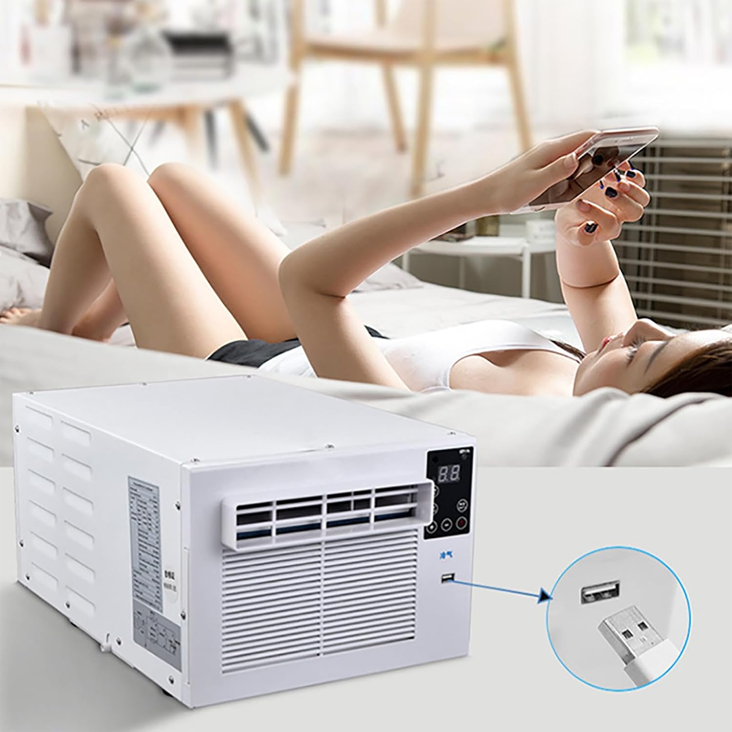  ERICAT Mini Climatiseur De Tente Avec Commande Vocale, Refroidisseur D'air De Camping-Car Avec Télécommande, Prise En Charge Du Chargement USB, écran Tactile Simple Et Facile à Utiliser, Pour Tente