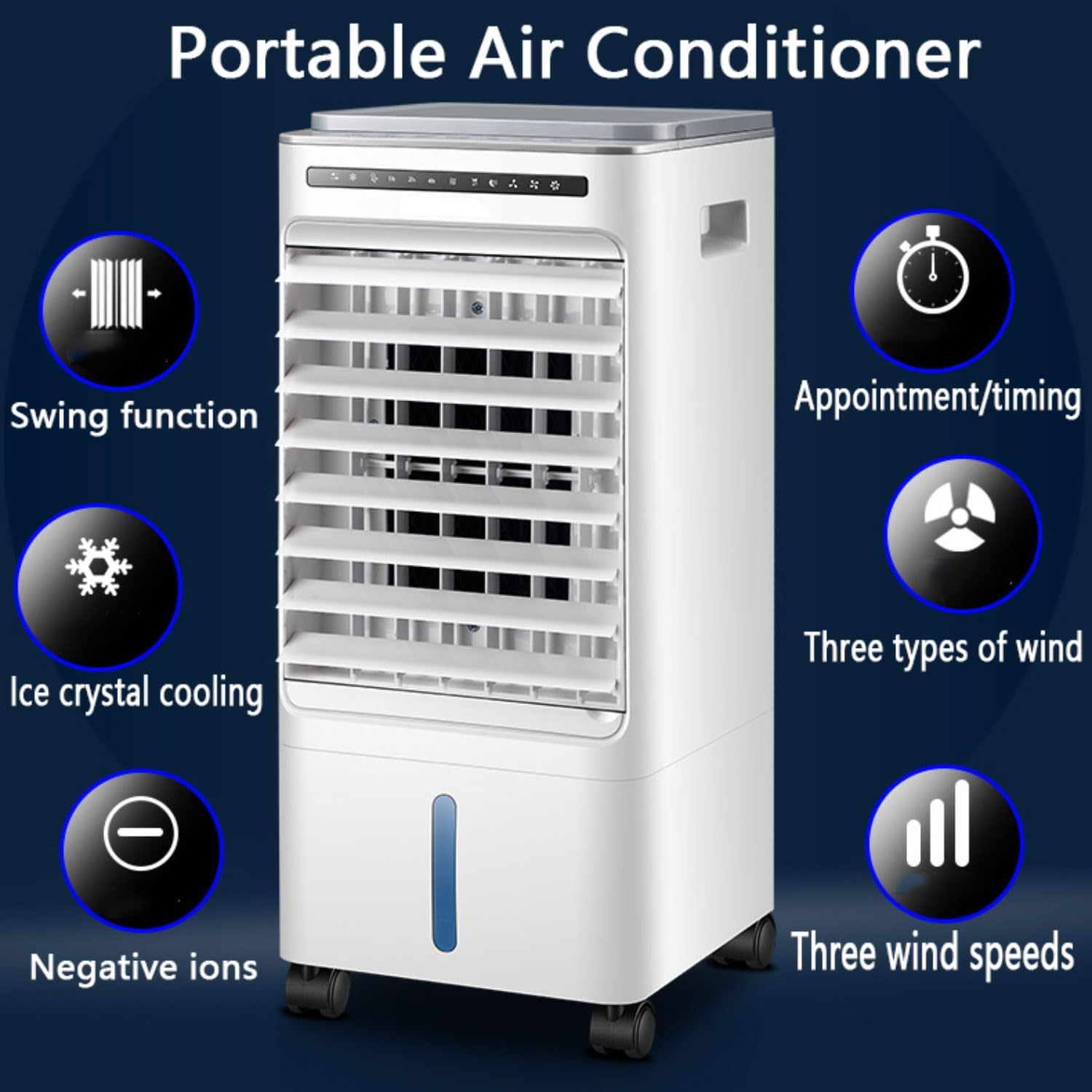  Rafraîchisseur D’Air Compact Smart Climatiseur Mobile Portable Avec 3 Vitesses 60° Oscillation Minuteur 7H,Refroidisseur Par évaporation Utilisation Facile Poignée De Transport Pour Maison