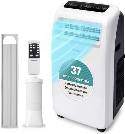  SereneLife Climatiseur Portable 3 En 1 Avec Déshumidificateur, Ventilateur, Télécommande, Kit Fenêtre, 9 000 BTU, Classe A
