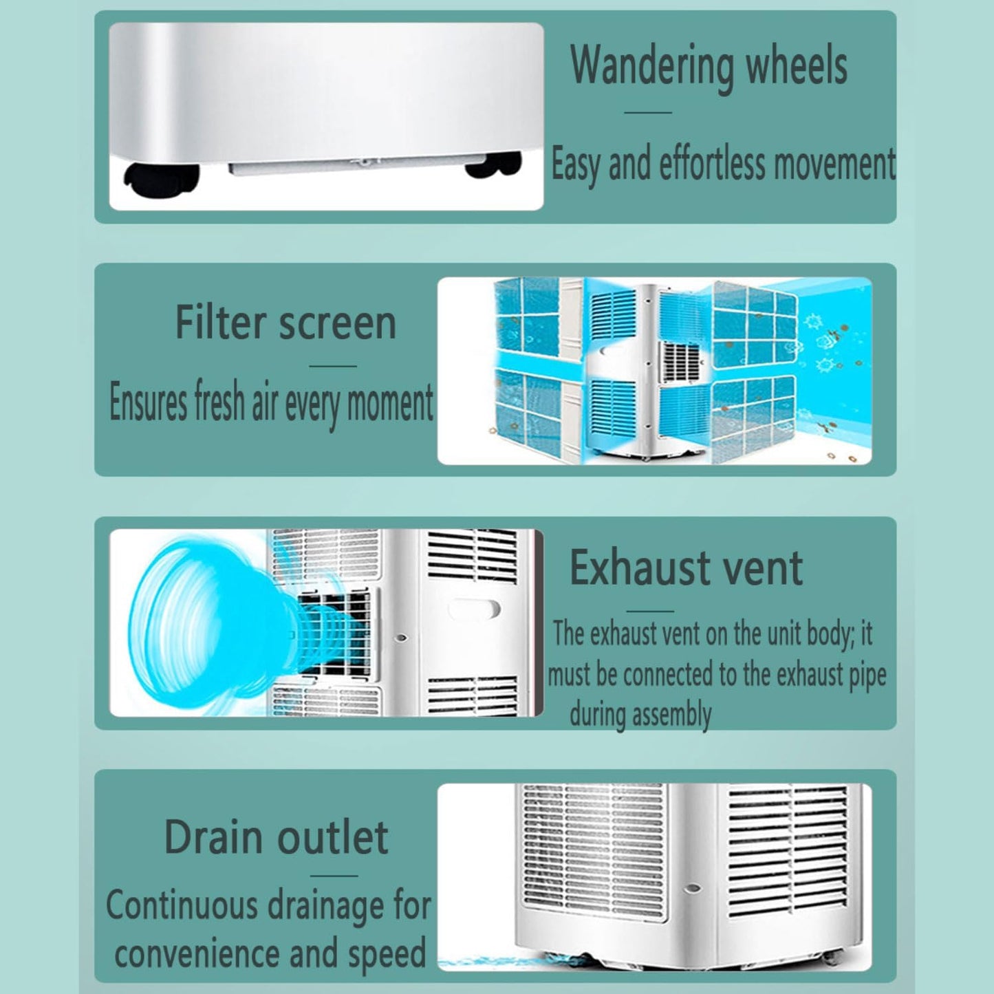  7000 BTU Climatiseurs Portables Climatiseur Portable Jusqu'à 350 Sq.Ft.Unité De Climatisation Portable Intelligente Avec Ventilateur Cool Déshumidificateur Sleep 24H Timer Remote & Installation Kit De