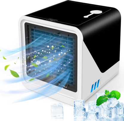  Climatiseur Portable, Ventilateur De Climatisation Compact Pour Voiture, Chambre Personnelle, Mini Refroidisseur D'air 3 En 1, Purificateur D'air Et Humidificateur, Ventilateur De Bureau Pour La