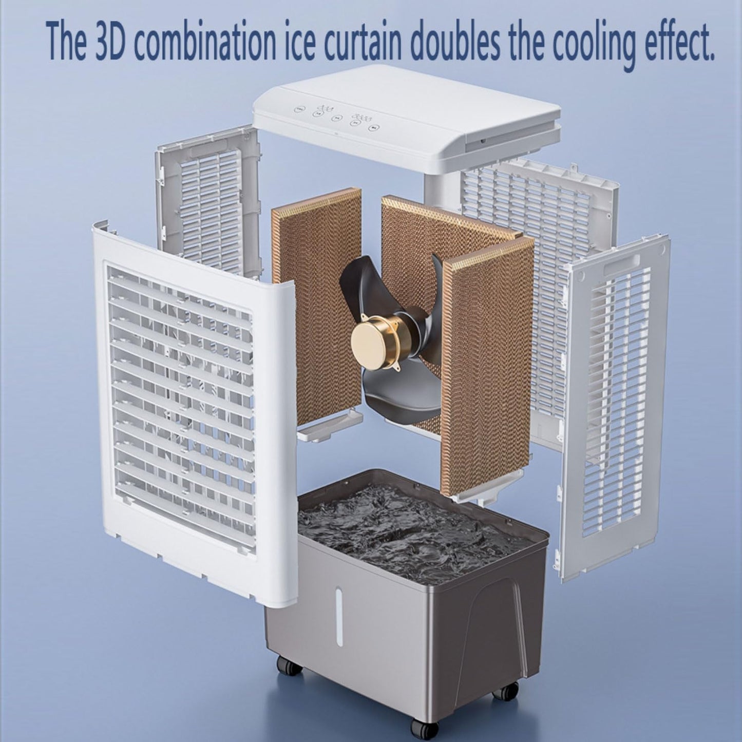  Rafraichisseur D'Air Mobile 40L Climatiseur Mobile Portable Humidificateur Ventilateur 3 Vitesses Mode Nuit Silencieux Minuterie 12H Ventilateur Refroidisseur D'Air Avec Télécommande Pour Chambres