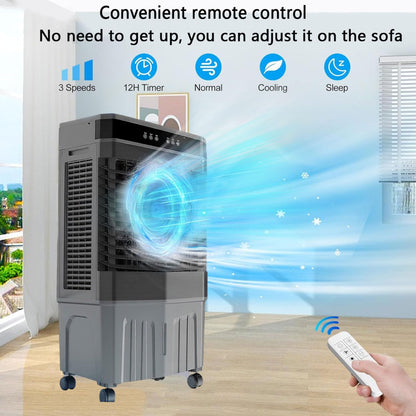 GENERIC Refroidisseur D'air évaporatif Portable, Réservoir 45L, 3 Vitesses, Télécommande, Horlogerie 12H, Ventilateur Oscillant Pour Le Bureau De La Chambre, Mobilité Facile, Fonctionnement Silencieux, Aucun