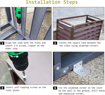  Housse De Protection Pour Climatiseur Extérieur En Aluminium Résistant Aux Intempéries - Clôture Décorative Autoportante Pour Unités AC Et Poubelles - Protection Contre Les Intempéries