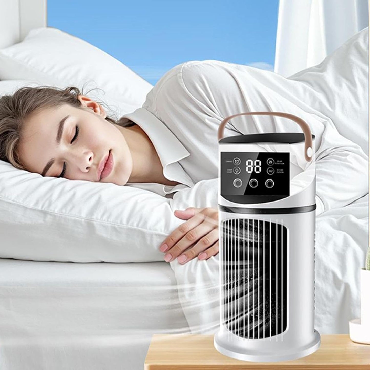  Ventilateur Climatiseur Mobile, 2 Modes Et 9 Vitesses Climatiseur Mobile Silencieux Portable Rafraîchisseur D'air, Refroidisseur Par Évaporation Mini Climatiseurs Portable Pour Chambre Bureau Voiture