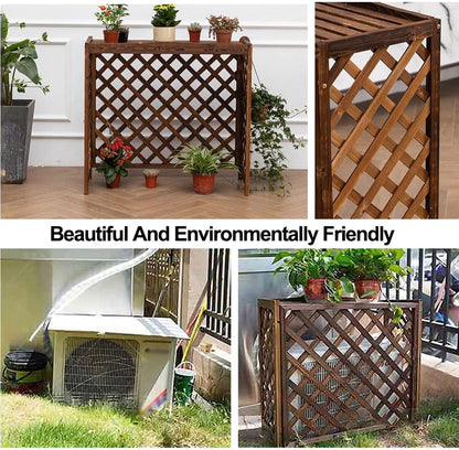 GENERIC Housse De Protection Pour Climatiseur Extérieur En Bois - Grille De Protection Antivol - 83 X 35,6 X 74,9 Cm (L X L X H) - Pour Poubelles Ou Unités De Climatisation - Résistante Aux Intempéries