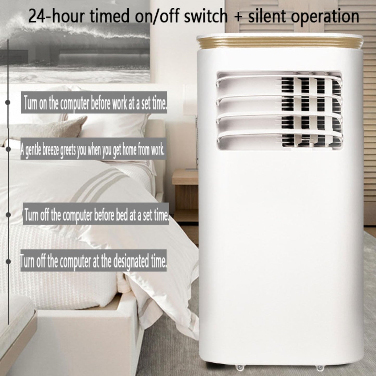 GENERIC Climatiseur Portable, Petit Climatiseur Avec Déshumidificateur, Refroidit 30 M², Climatiseur Mobile Silencieux Avec Kit De Fenêtre Et Télécommande, Oscillant, 2 Vitesses, 3 Modes, Minuterie 24 H