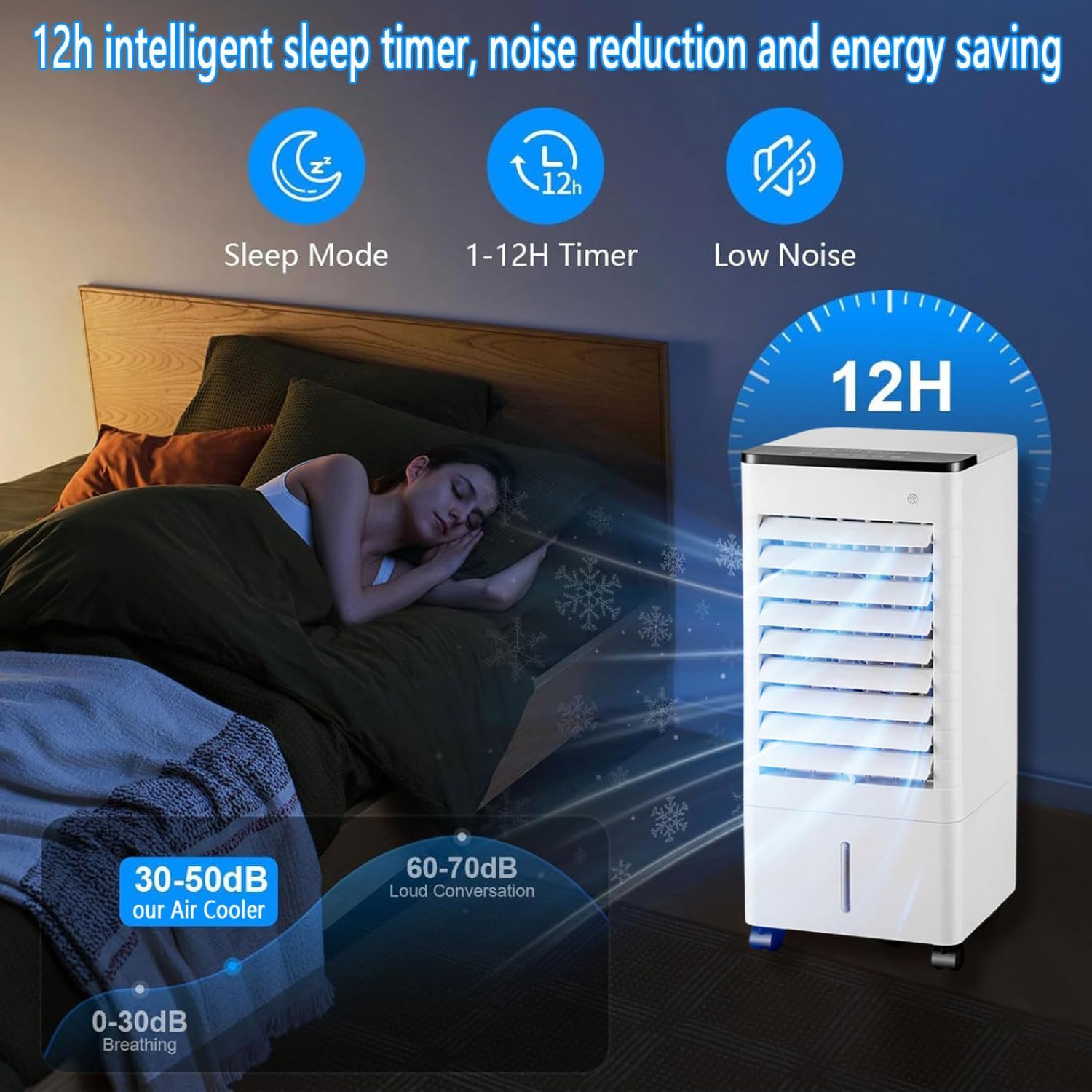 GENERIC 9L Refroidisseur D'évaporation Portable, 90° Pivotant, Télécommande, 15h Minuteur, Ioniseur.Calme Flux D'air Pour Bureau, Chambre Et Garage.Énergie Efficace Avec Les Rouleaux
