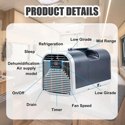  Climatiseurs Portables De Voyage Refroidisseur Et Déshumidificateur, Ventilateur De Nuit Ultra-Silencieux 45dB Pour Camping-car Et Usage Intérieur, Système D'Évaporation Automatique Sans Drainage