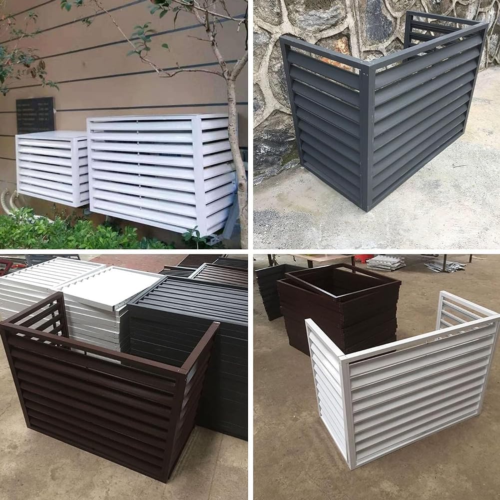 GENERIC Housse De Protection En Aluminium Pour Climatiseur à 3 Panneaux, Protection De L'unité De Climatisation Extérieure, Réduction Du Bruit, Résistant Aux Intempéries, 110 X 80 X 60 Cm, Marron
