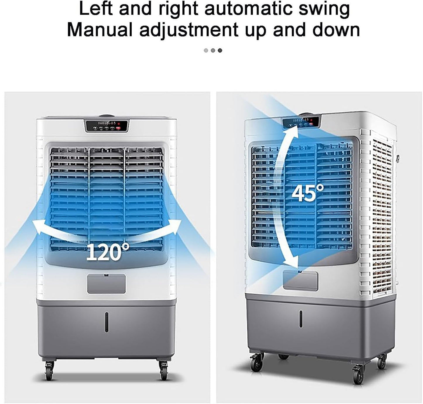 GENERIC Refroidisseur D'air évaporatif Portable, Réglages à 3 Vitesses Et Oscillation à 120 °, Réservoir De 55L Pour Le Refroidissement De Bureau à Domicile, Conception Facile Avec Roues
