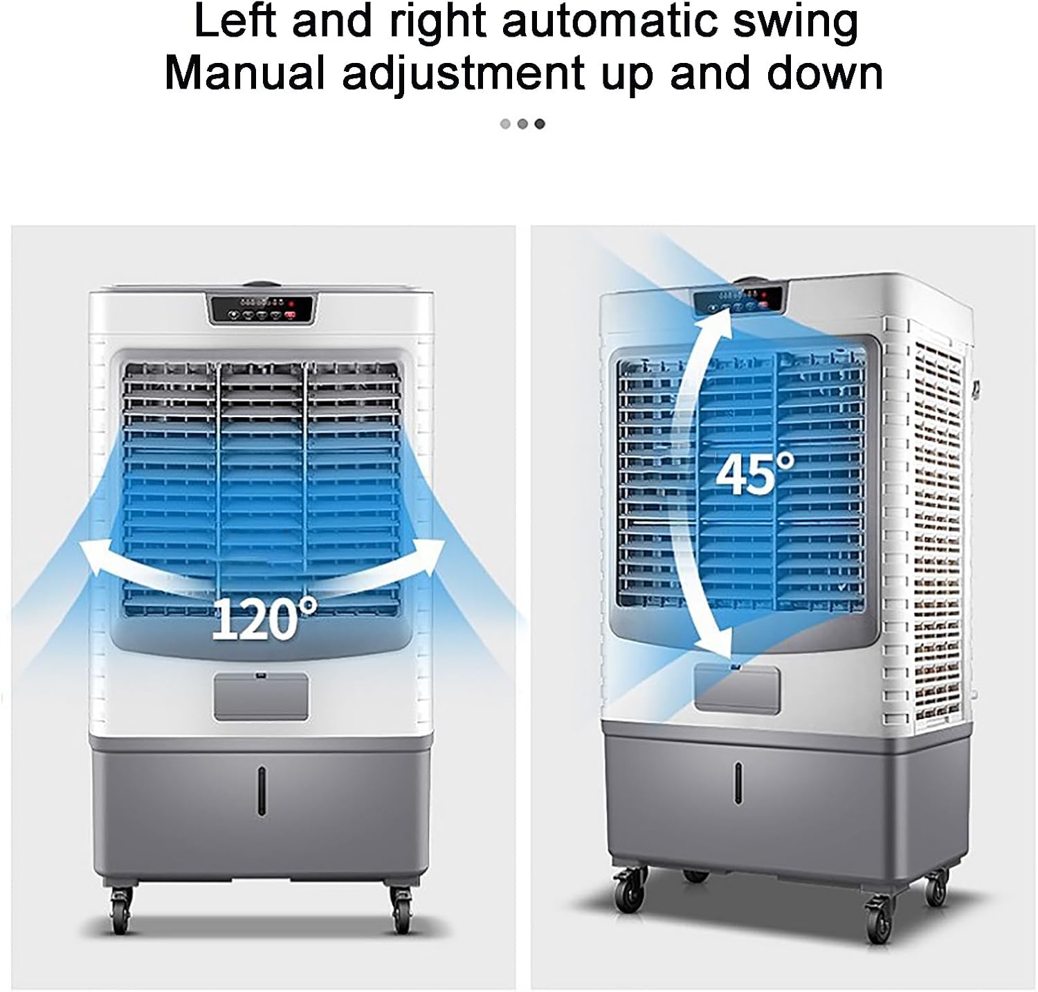 GENERIC Refroidisseur D'air évaporatif Portable, Réglages à 3 Vitesses Et Oscillation à 120 °, Réservoir De 55L Pour Le Refroidissement De Bureau à Domicile, Conception Facile Avec Roues