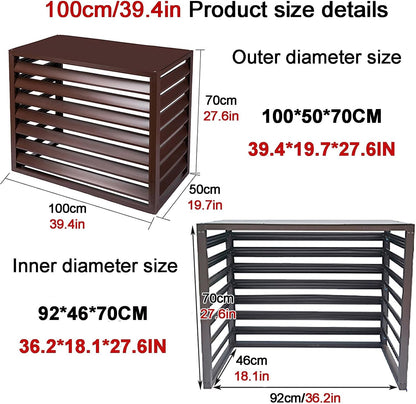 Housse En Aluminium Pour Climatiseur Et Pompe à Chaleur, Protection De L'unité De Climatisation Extérieure – Résistant Aux Intempéries, Gris Et Blanc, Taille 100X Pour Une Durabilité Et Une