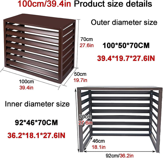 Housse En Aluminium Pour Climatiseur Et Pompe à Chaleur, Protection De L'unité De Climatisation Extérieure – Résistant Aux Intempéries, Gris Et Blanc, Taille 100X Pour Une Durabilité Et Une