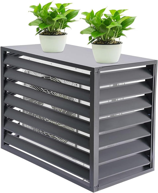 GENERIC Clôture De Climatiseur D'extérieur à 4 Panneaux En Aluminium Pour Protection De L'intimité Et Protection - Gris - 100 Cm - Cachez Votre Unité De Climatisation De Manière élégante Et Sécurisée