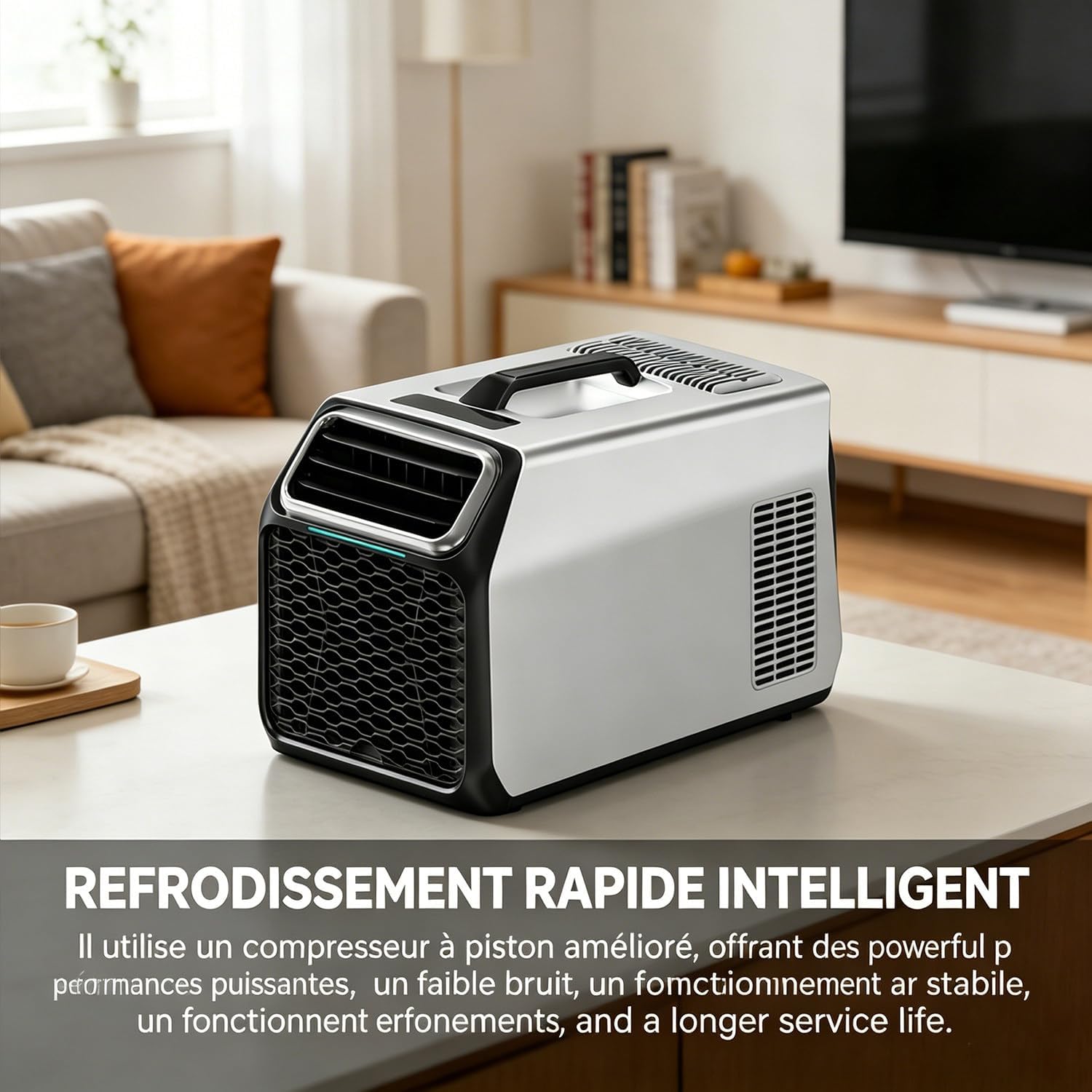  Climatiseur Mobile Silencieux 5000 BTU Pour Camping-Car, Tente Et Camion, Refroidisseur D’Air De Camping Multifonction, Mode Nuit, Minuterie, Télécommande, Usage Intérieur Extérieur Gray