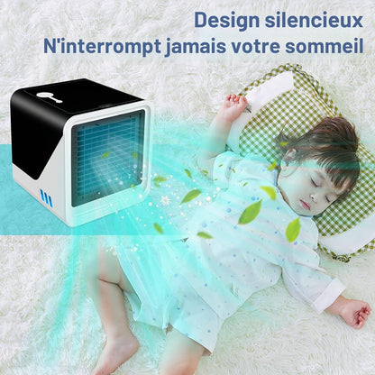  Climatiseur Portable, Ventilateur De Climatisation Compact Pour Voiture, Chambre Personnelle, Mini Refroidisseur D'air 3 En 1, Purificateur D'air Et Humidificateur, Ventilateur De Bureau Pour La