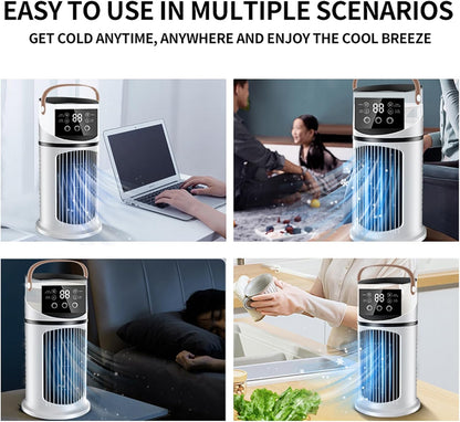  Climatiseur Mobile - 4en1 Avec Déshumidificateur, Ventilateur Et Mode Nuit - Silencieux, Minuterie 8H Unité De Refroidissement Silencieuse Bureau Pour Chambre Voiture Tente Camping Dortoir