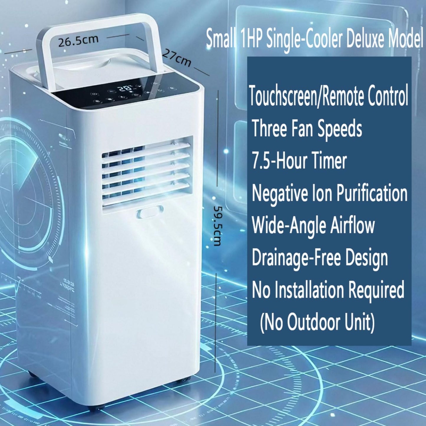  Climatiseur Portable 7000 BTU Refroidit Jusqu'à 300 Sq.ft, Unité De Climatisation Intelligente Avec Télécommande, Déshumidificateur De Refroidissement Rapide, Mode De Sommeil Silencieux, Kit De Fenêtr