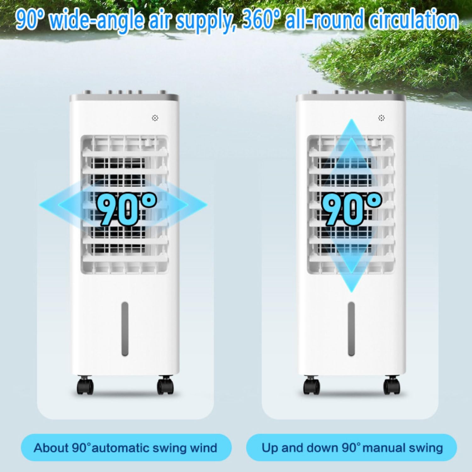 GENERIC Refroidisseur D'air évaporatif 9L 3-en-1 Avec Télécommande, 3 Vitesses Et Minuterie 8H, Humidificateur De Ventilateur De Glace Portable Pour Bureau De Chambre à Coucher, Expérience De Refroidissement
