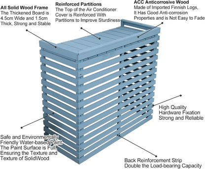 Housses Décoratives Pour Climatiseur Pour Clôtures Extérieures, Housse En Bois Pour Unité De Climatisation Et Support De Plantes Avec Protection Supérieure - Housses De Climatisation élégantes Et