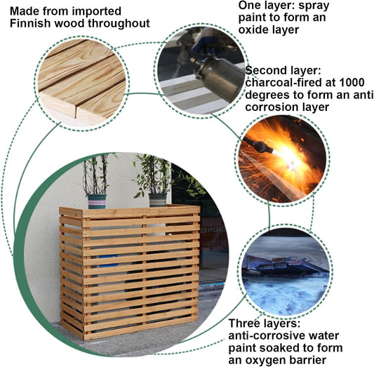 GENERIC Bonsai Design Housse En Bois Pour Climatiseur – Protection Pour Unité Extérieure | Cadre AC élégant Pour Différents Réglages | Solution Résistante Aux Intempéries Et élégante