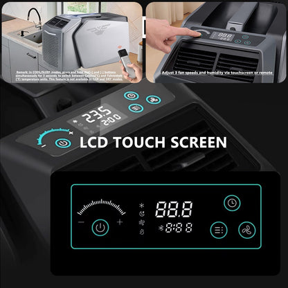 GENERIC Climatiseur De Camping Portable – 6000 BTU DC 48 V 450 W Avec Télécommande, Fonctionnalité 4 En 1 : Refroidissement, Ventilateur, Déshumidification Et Mode Veille, Idéal Pour Jusqu'à 100 M²
