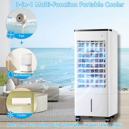 GENERIC 9L Refroidisseur D'évaporation Portable, 90° Pivotant, Télécommande, 15h Minuteur, Ioniseur.Calme Flux D'air Pour Bureau, Chambre Et Garage.Énergie Efficace Avec Les Rouleaux