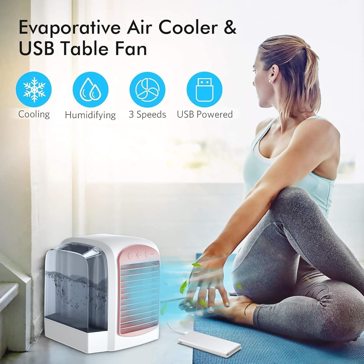  DieffematicKTY Climatiseur Mobile Portable Air Cooler Mini Desktop Air Conditioner Mini Water Cooled Fan Humidifier Purifier Multifunctional