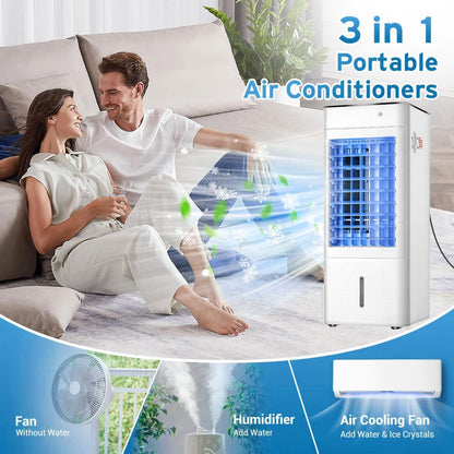 GENERIC Refroidisseur D'air évaporatif Portable Avec Réservoir 7L, Télécommande, Minuterie 12H, 3 Vitesses, 120 Swing, Cellules De Glace Pour Le Bureau De Chambre à Coucher Maison économie D'énergie Easy Mobi