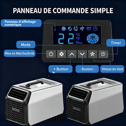  Climatiseur Mobile Silencieux 5000 BTU Pour Camping-Car, Tente Et Camion, Refroidisseur D’Air De Camping Multifonction, Mode Nuit, Minuterie, Télécommande, Usage Intérieur Extérieur Gray