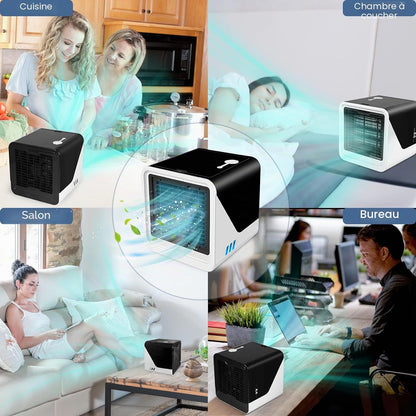  Climatiseur Portable, Ventilateur De Climatisation Compact Pour Voiture, Chambre Personnelle, Mini Refroidisseur D'air 3 En 1, Purificateur D'air Et Humidificateur, Ventilateur De Bureau Pour La
