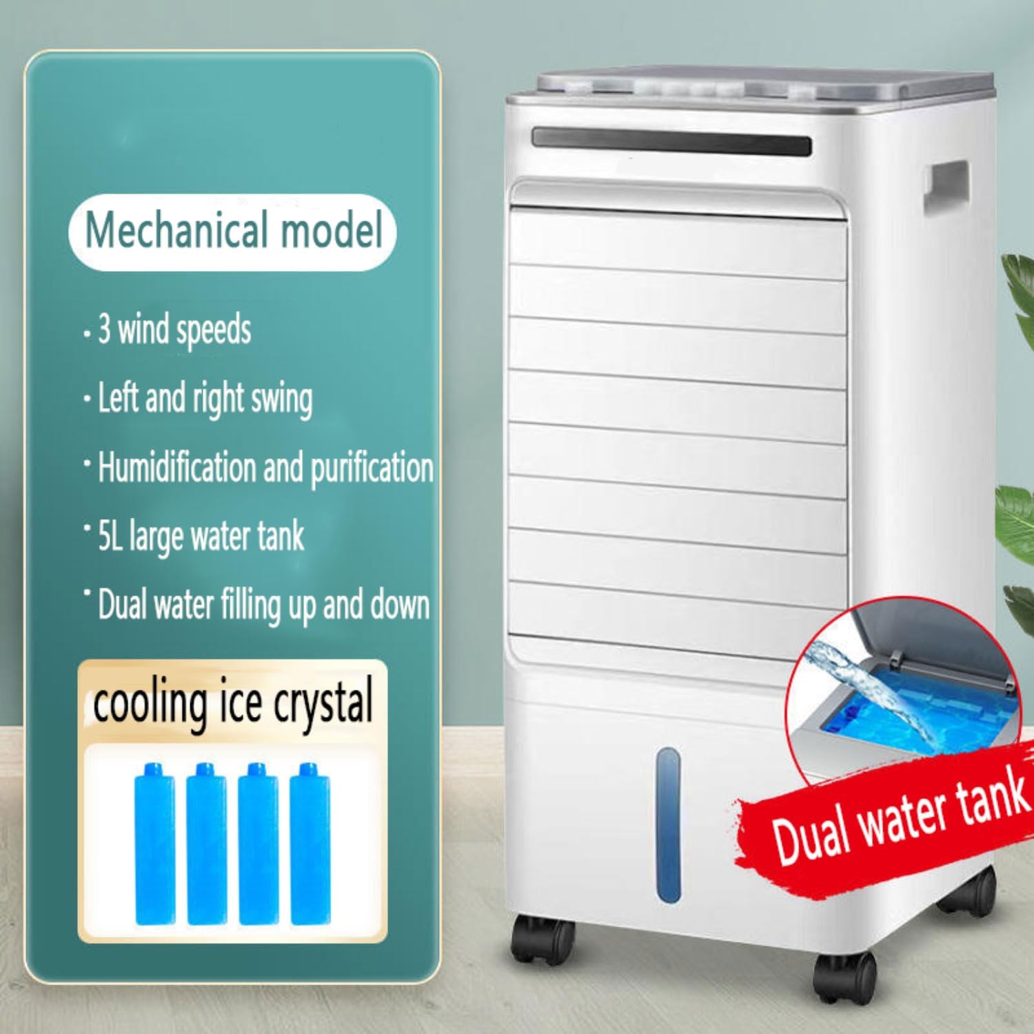  Rafraîchisseur D’Air Compact Smart Climatiseur Mobile Portable Avec 3 Vitesses 60° Oscillation Minuteur 7H,Refroidisseur Par évaporation Utilisation Facile Poignée De Transport Pour Maison