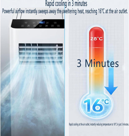  Climatiseur Portable 7000 BTU Avec Télécommande, Unité De Refroidissement Intelligente, Ventilateur Et Déshumidificateur, Ventilateur Oscillant, Réglages à 3 Vitesses, Idéal Pour Les Chambres Jusqu'à