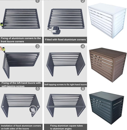  Housse D'unité De Climatisation Extérieure En Aluminium Et Protection De Pompe à Chaleur, Housse De Climatiseur Divisée Pour Réduction Du Bruit Et Support De Plantes, Bouclier Résistant Aux