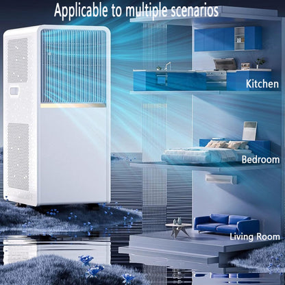  Climatiseur Portable, 48dB Smart AC Unité Avec Télécommande, Ventilateur De Déshumidificateur De Refroidisseur 3 En 1, Mode Veille 24H Minuterie, Pas De Fenêtre Requise Pour Le Bureau D'étage