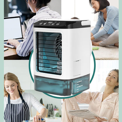 Climatiseur Portable, 12w 900ml 3 Vitesses Rafraîchisseur D'air Personnel à évaporation Avec Deux Ventilateurs De Brumisation Et 7 Couleurs De Lumière Nocturne Ventilateur Mobile