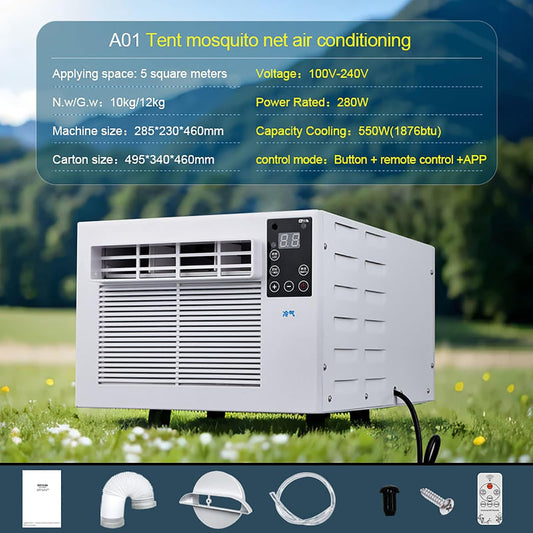  Climatiseur Portable Avec Refroidissement Rapide Et Déshumidificateur, Unité Compacte Pour La Chambre, La Cuisine, La Location, Le Dortoir Et L'utilisation Avec Moustiquaire