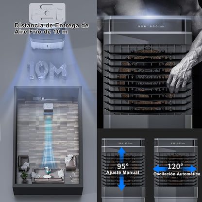 GENERIC Refroidisseur D'air évaporatif 3 En 1, Unité à Courant Alternatif Portable 55L Avec Cristaux De Glace, Oscillation à 120 °, 3 Vitesses Et Minuterie, Aucun Tuyau Requis Pour L'opération Silencieuse De